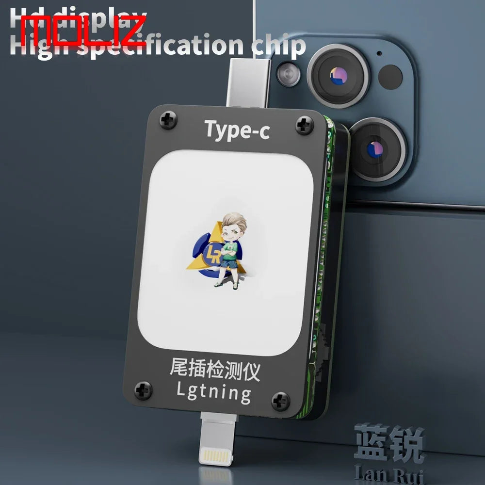 Lanrui Mobile Phone Tail Plug Detector Support Lightning and Type-C Interface Devices for iPhone HUAWEI Samsung XM Repair Tools