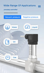 Pressure Transmitter Water Oil Gas Sensor 4 20mA 0-5V 10V RS485 Output D24V Positive Negative Vacuum Gauge Pressure Transducer