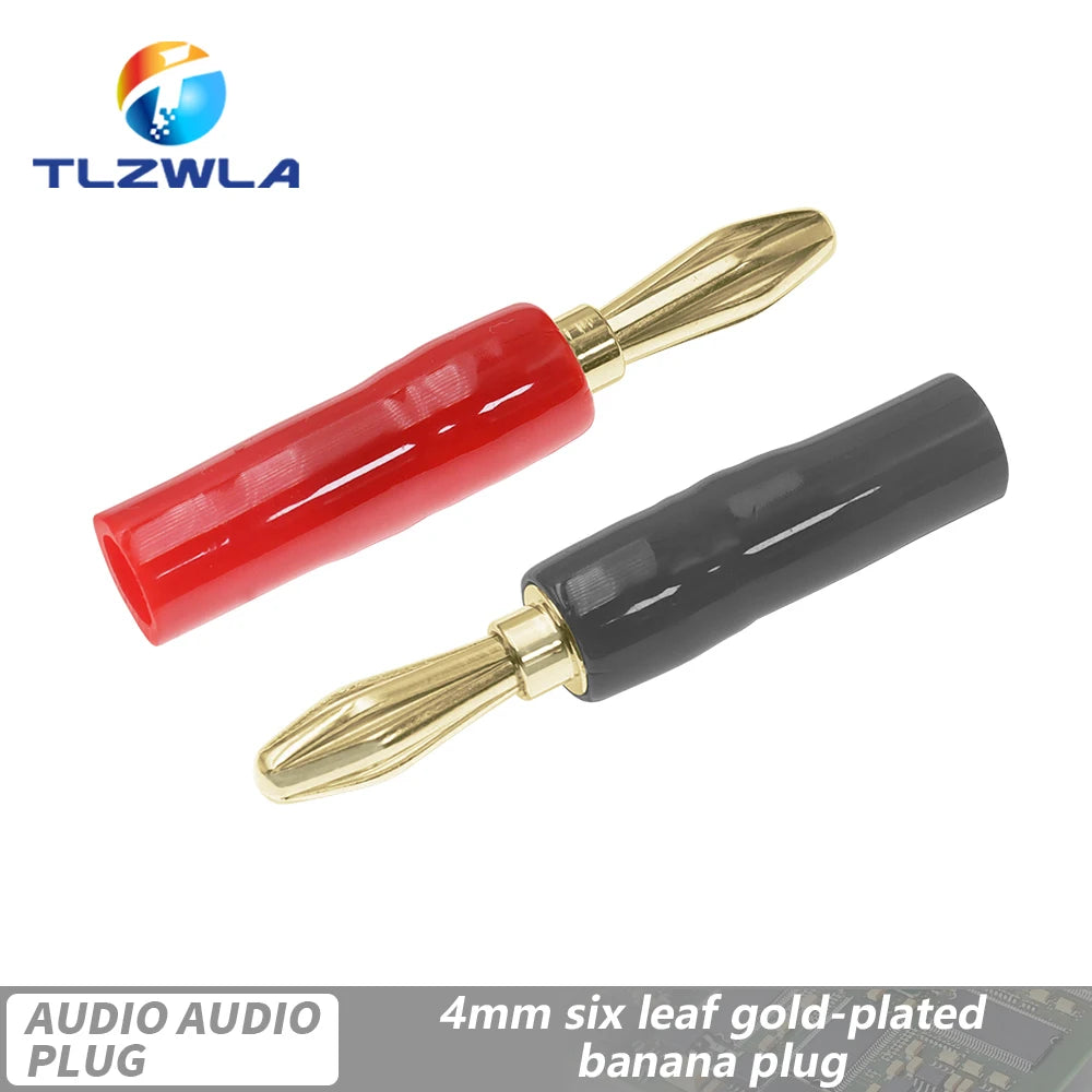Musical Sound Banana Plugs Speaker Wire Connector Dual Screw Lock 24K Gold Plated Banana Connectors Jack for Speaker Wire