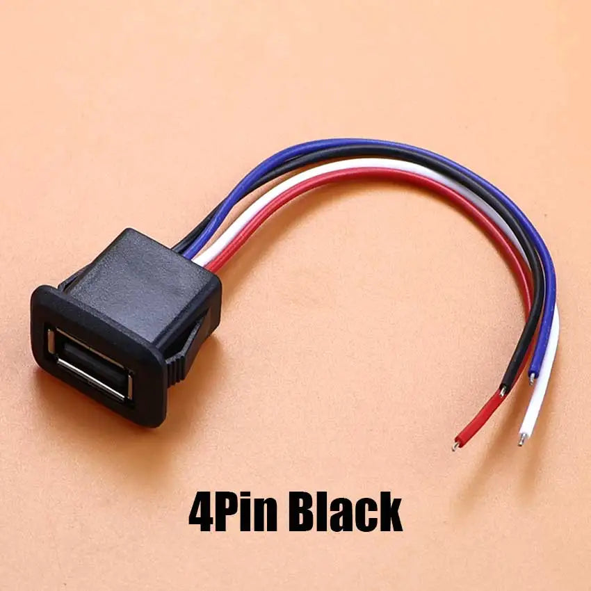 1/5pcs 2Pin 4Pin USB 2.0 Female Power Jack 2P 4P USB A Charging Port Connector With DIY Cable PH2.0 Terminal USB Charger Socket