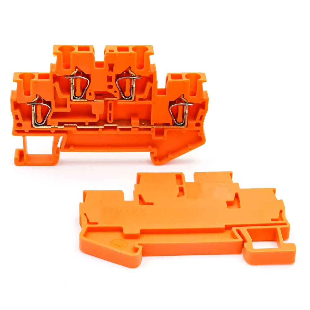 STTB 2.5 DIN Rail Terminal Block 50Pcs, Double Layer 2.5mm² Spring Clamp Compact Electrical Connectors for Industrial