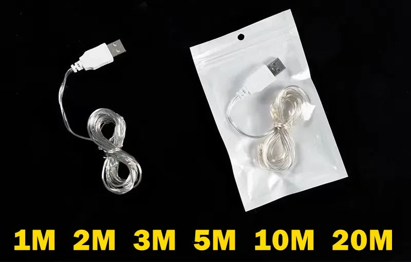 USB Copper Wire Lights Fairy Garland Lights LED String Lights Outdoor Waterproof String For Christmas Wedding Party Decorations