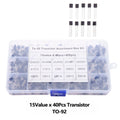 600PCS 15Value x 40Pcs Transistor TO-92 Assortment Box Kit Transistors 2N2222 2N3904 2N3906 Direct-plug triode box C945 S8050