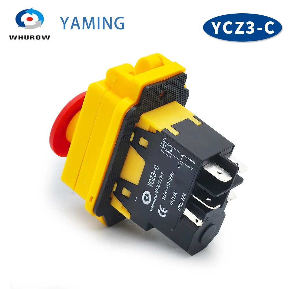 YCZ3-C Electromagnetic Switch 4/5 Pins On Off 2 Position Momentary Reset Push Button With Cover IP55 Waterproof Emergency Stop