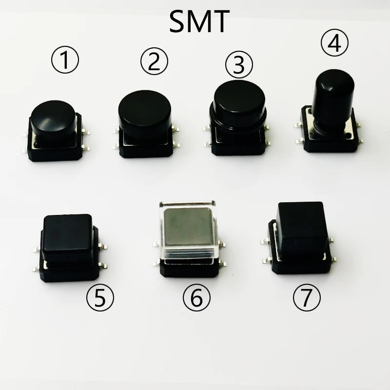 10 Sets Momentary Tactile Button 4PIN SMT/DIP 12X12mm H=9.8/9/16.8mm With Cap Tact Switch Push Button Switch Micro Key Button