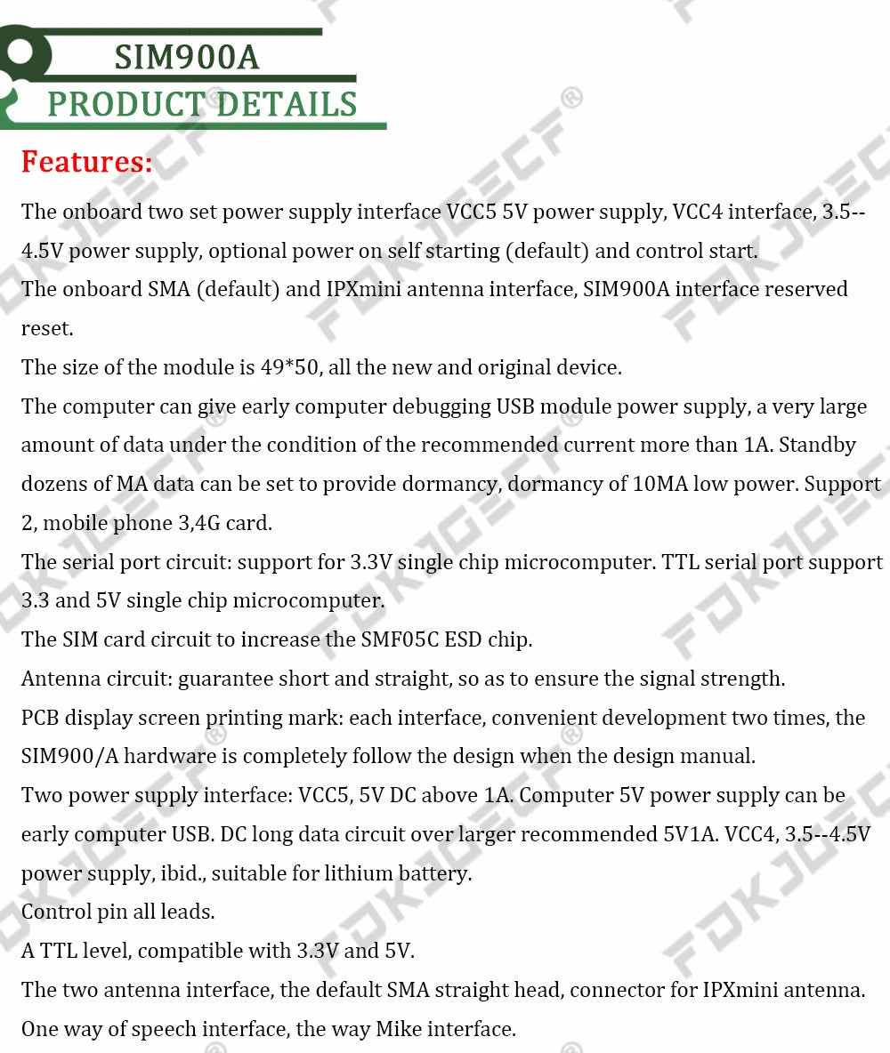 SIM900A SIM900 MINI V4.0 Wireless Data Transmission Module GSM GPRS Board Kit w/Antenna