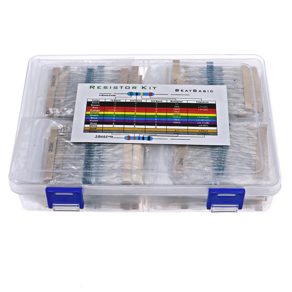 2600pcs 130Value 1/4W 0.25W 1% Metal Film Resistors Assorted Kit Resistors Assortment Kits Sample Pack With PE bags Each 20pcs