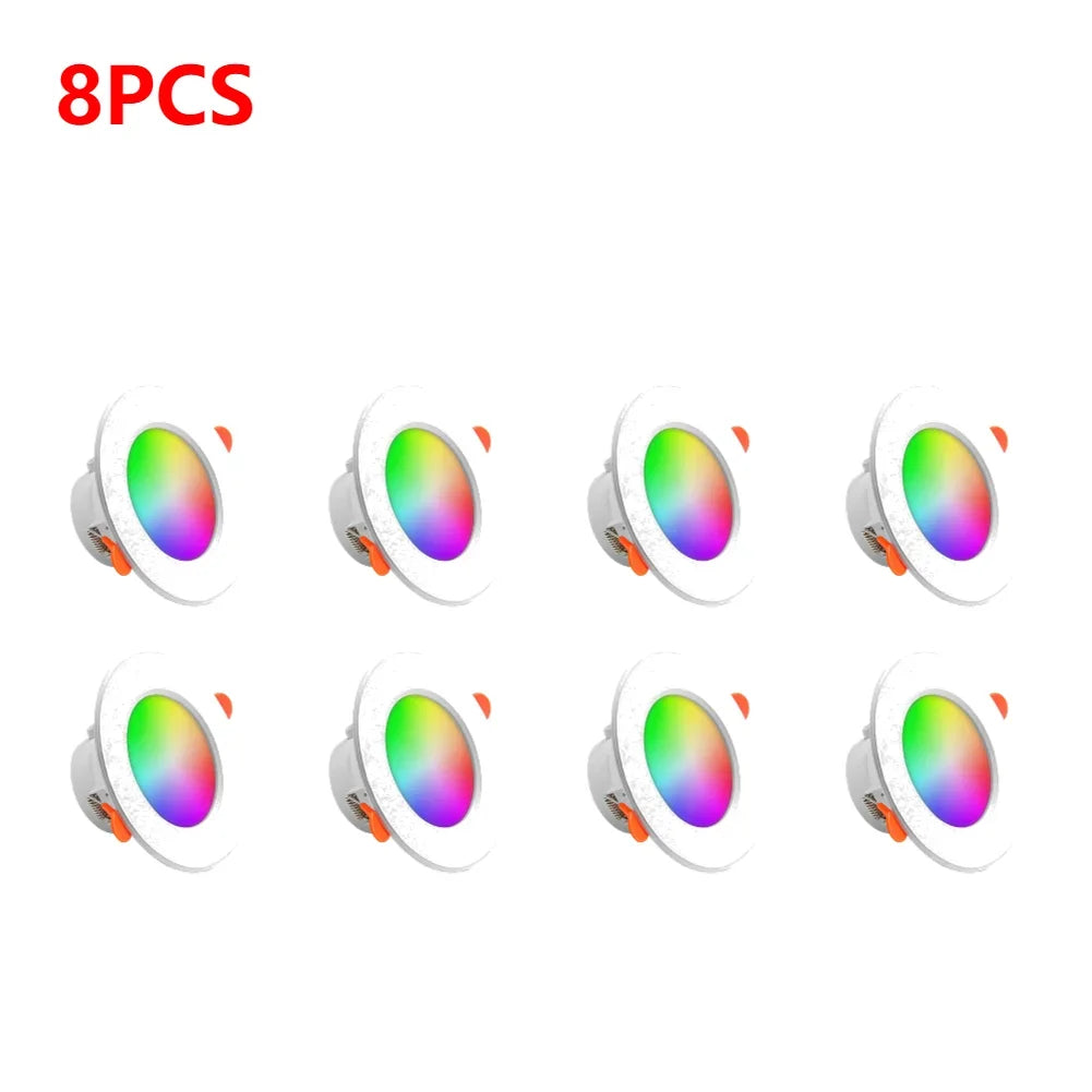 12-1Pcs RGB LED Bulb Tuya Dimmable Downlight Spotlight Bluetooth-Compatible Lamp 10/15W APP Control GB+CW+WW Smart Lamp