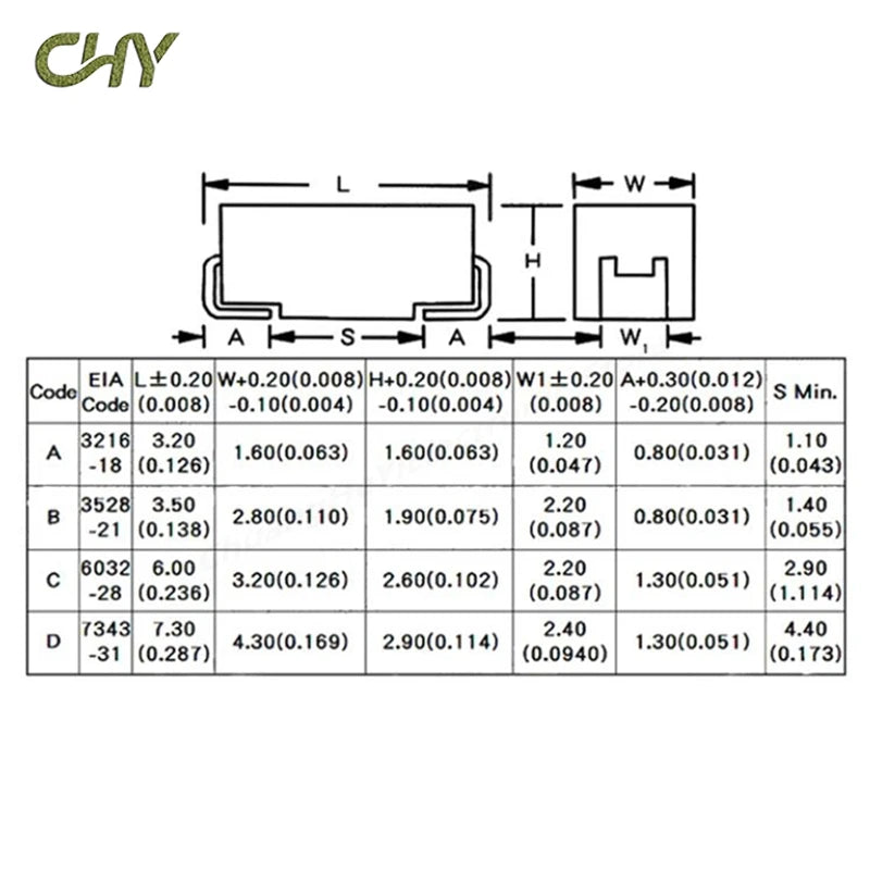 10PCS Tantalum Capacitor A B C D Type 6.3V 10V 16V 25V 35V 50V 4.7/6.8/10/15/22/33/47UF 100UF 150UF 220UF 330UF 470UF 680UF 106