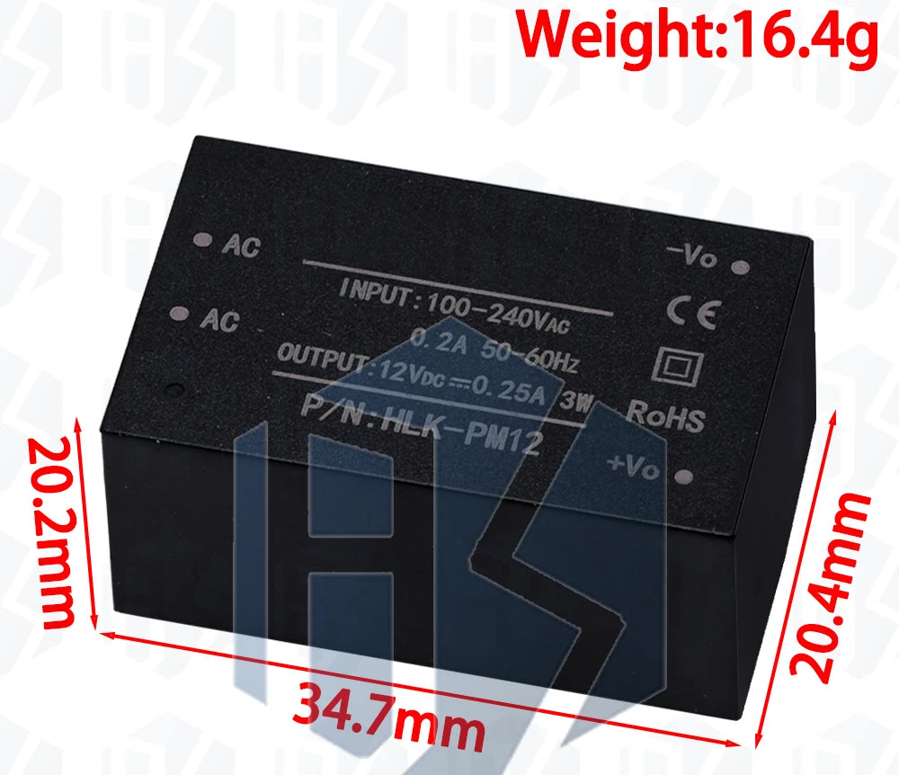 HLK‑PM01/PM03/PM12 Mini Isolated AC‑DC Power Supply Module 220V Input to 5V/3.3V/12V Output for Smart Home