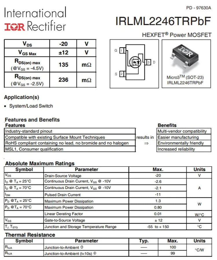 10PCS IRLML0030TRPBF IRLML0030 IRLML0040 IRLML0060 IRLML0100 IRLML2244 IRLML2246 TRPBF SOT23 N/P-Channel MOSFET SMD transistor