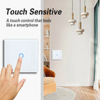 NYWP EU 86*86mm 1Gang 2Way Dual Touch Switch Tempered Glass Panel Stair Switch Bedroom Sensor Switches Cross No Need WI-FI