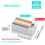 1PCS Wire Electrical Connectors PTFIX 2.5mm Wire Merging And Branching Device Push-in Terminal Block Connector Mount On Din Rail