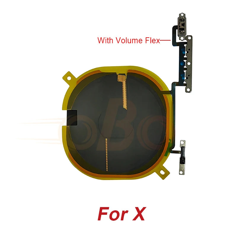 Wireless Charging Chip Coil Sticker With Volume Flex For iPhone X XR XS 11 Pro Max Wireless Charger Panel Repair (1PC)