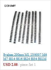 90pcs 9values x 10pcs 1N4001 1N4004 1N4007 SS14 SS24 SS34 SS16 SS26 SS36 SMD schottky diode assort kit