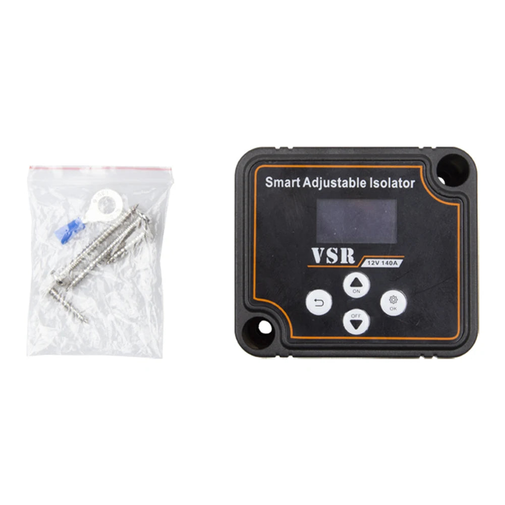 12V 140A Dual Battery Smart Isolator LCD Display VSR Car Relay Digital Voltage Sensitive Setting Split Charge Relay for Camper