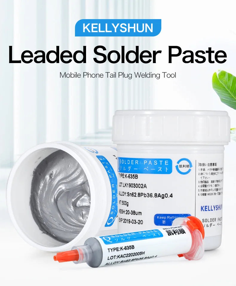 KELLYSHUN Solder Paste, Leaded Syringe Welding Paste, for Soldering BGA LED SMD Containing Silver Sn63 Electronics Tin Paste