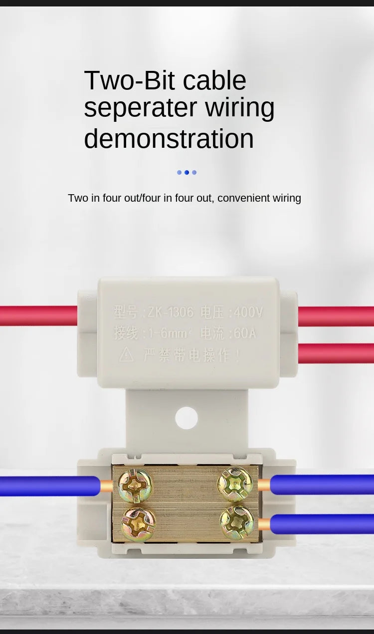 High Power Branch Terminal Quick Wire Connector Terminal Block 400V Electrical Cable Junction Box ZK-306 T-Type Wiring Terminal