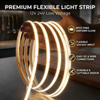 8mm Ultra Thin COB LED Strip DC12V/24V 0.5m-5m Flexible Tape with DC Plug 2pin Wire for Bedroom Living Room Cabinet Party Decor