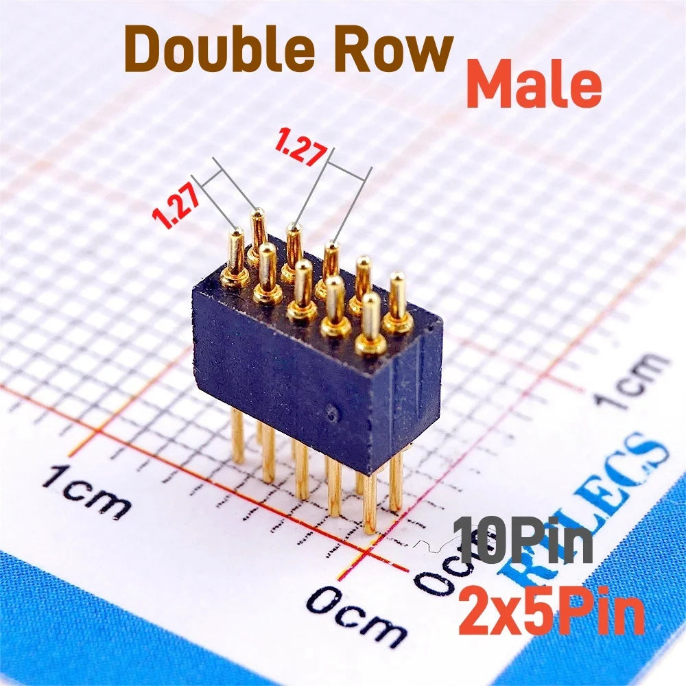 2 5 20 Pcs Spring Loaded 1.27 MM Pitch Pogo Pin Connector 2 5 6 8 10 Position Male Pad PCB Header Single Row Through Holes Probe