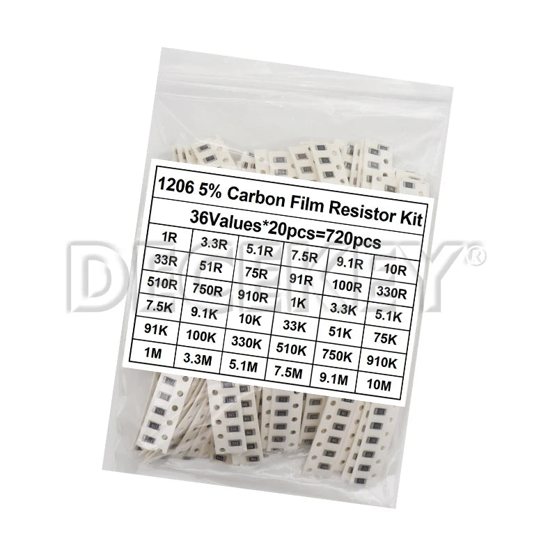 4000PCS 0402 SMD Resistor Kit Assorted PLR 10ohm-1M ohm 5% 80valuesX 50PCS=4000PCS Sample 0805 0603 1206 2512 1210