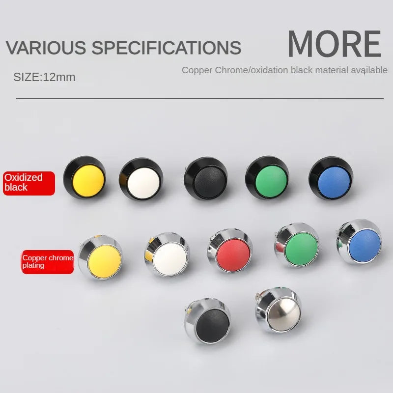 12MM Small Mini Metal Push Button Switch 12V 220v On Off Start Stop Momentary Colorful Black Oxide Waterproof Round Head Wedding
