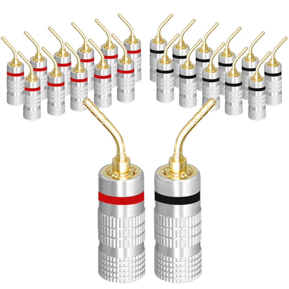 Musical Sound 24K Gold Plated Speaker Plugs Audio Banana Connector for Speaker Wire Open Screw Type Hifi Banana Plugs