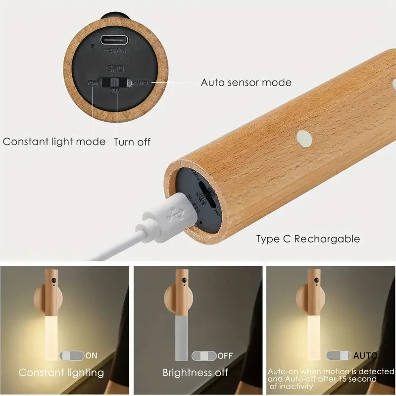 Creative Intelligent Auto PIR Motion Sensor LED Rechargeable Magnetic Night Light Wall Light Kitchen Cabinet Light Bedside Lamp