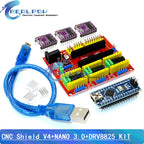 CNC shield V3 / V4 Engraving Machine 3D Printer + 4PCS A4988 / DRV8825 driver Expansion Board + NANO 3.0 For UNO- R3 USB Cable