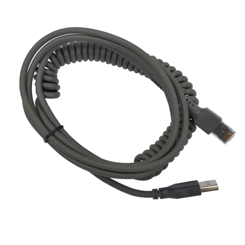 1PC 3/5M USB Coiled Cable For BarCode Scanner LS2208AP LS1203 LS4208 LS4278 DS6707 DS6708 LI4278 USB to RJ48 RJ50 CBA-U12-C09ZAR