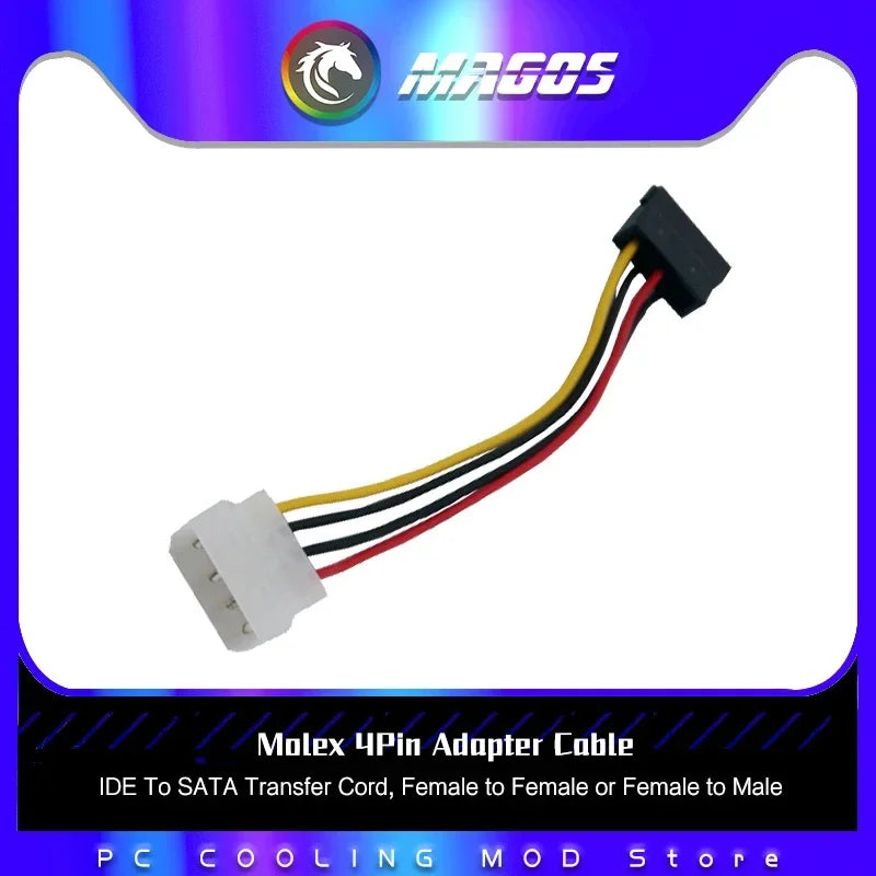 Molex Adapter Cable, IDE to SATA Transfer Cord, Female to Female or Female to Male, Hard Disk Power Cable