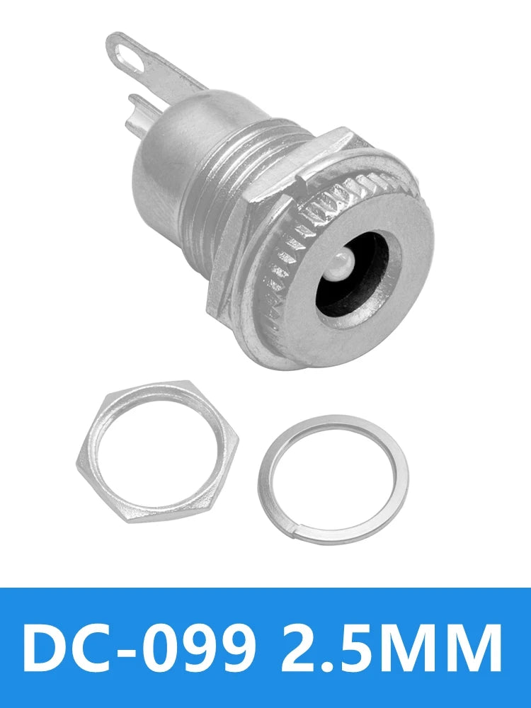 DC099 5.5 mm x 2.1mm DC Power Jack Socket Female Panel Mount Connector Metal DC-099 Open Hole 11MM 5.5*2.1 5.5*2.5