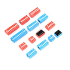 5Pcs DIP Toggle Switch Module (1-8 Bit) 2.54mm Pitch PCB Board Dial Switch Red/Blue Snap Type Switch for Electronic Projects