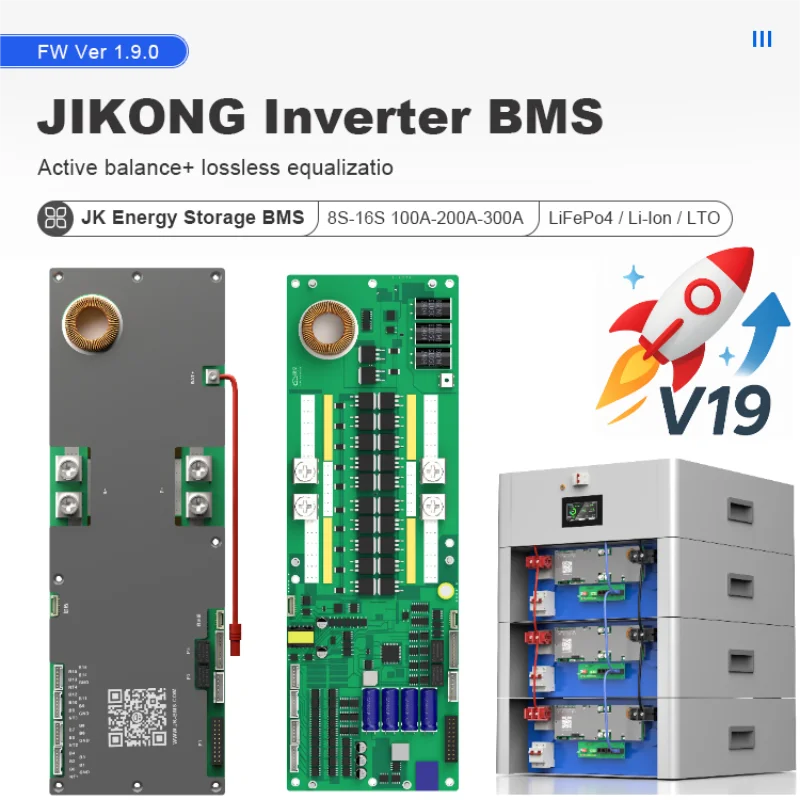 JK BMS PB2A16S20P 200A LiFePo4 Li-Ion LTO Battery 24V 48V 72V JK Inverter BMS 8S 10S 12S 14S 16S Active balancer 2A JIKONG BMS