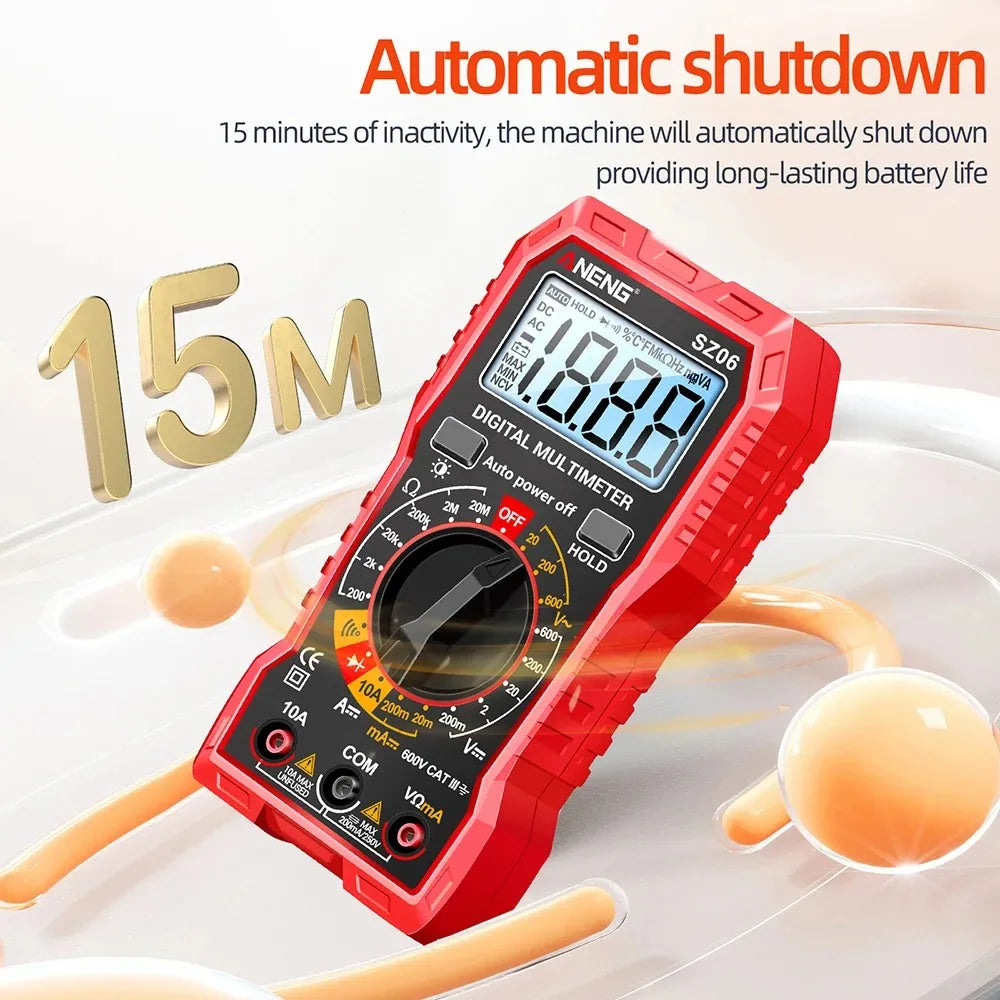 Digital Multimeter Voltage Tester Voltmeter SZ06 SZ308 TRMS 2000 Counts Auto-Ranging Ohm Volt Amp Meter Measuring AC/DC Voltage