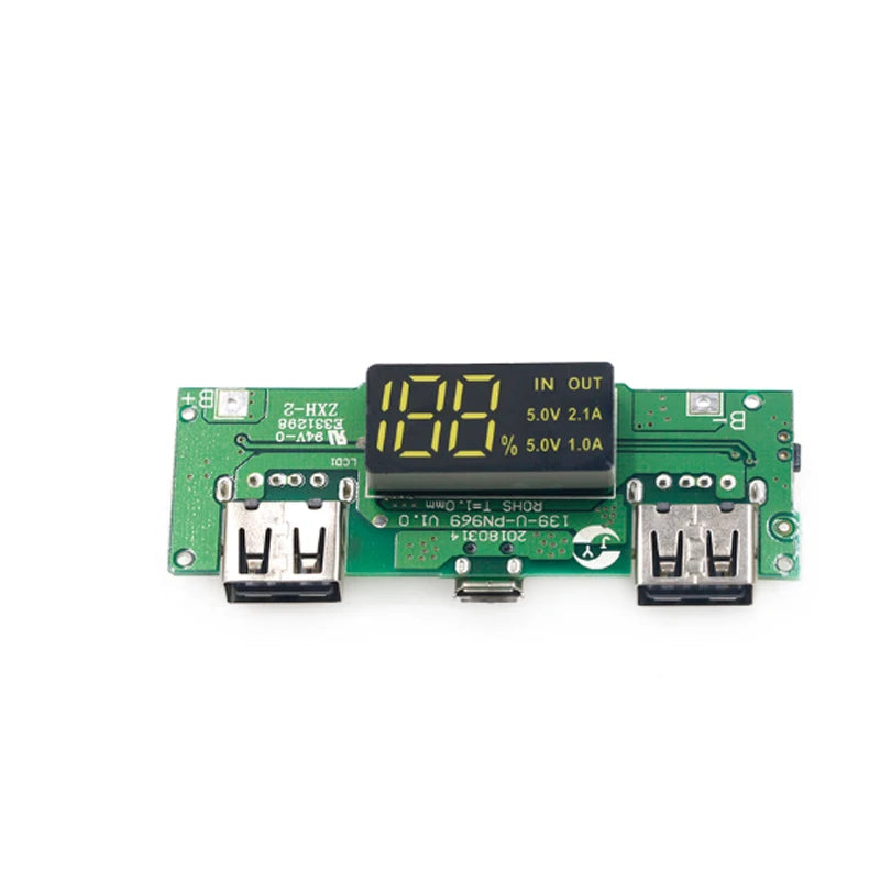 Lithium Battery Charger Board LED Dual USB 5V 2.4A Micro/Type-C USB Mobile Power Bank 18650 Charging Module