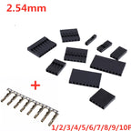 10/50Sets 2.54mm Single Row Dupont Connector 1-10Pin Plastic Housing Plug With Female Crimp Terminals