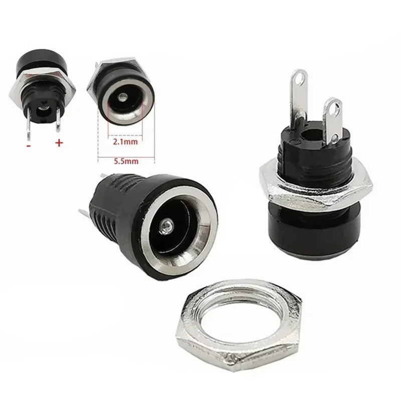 10/50/200Pcs DC-022B DC Power Socket 5.5x2.1/2.5mm Panel Mount Female Jack Socket  DC Connector DC022B