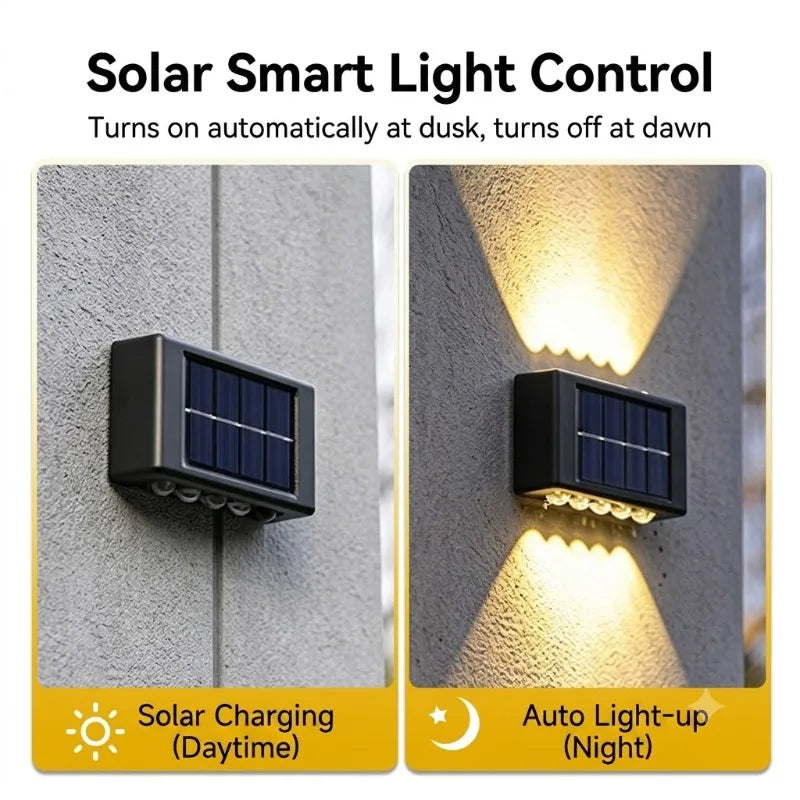 Solar Wall Wash Lamp Outdoor Garden Fence LED Sensor Wall Light Ambient Light Step Lighting