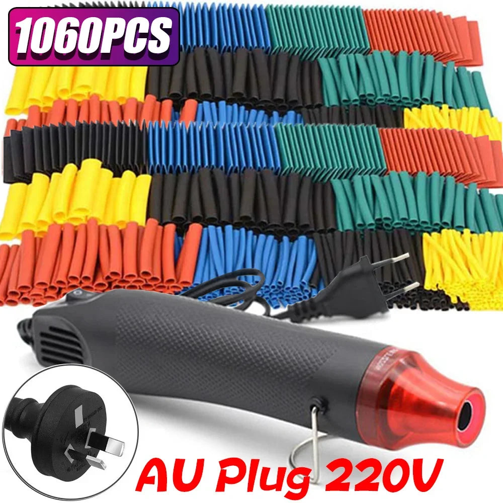 2:1 Shrinkable Wire Shrinking Wrap Tubing Wire Connect Cover Protection with 300W Hot Air Gun 127-10600pcs Heat Shrink Tube