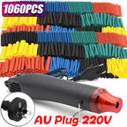2:1 Shrinkable Wire Shrinking Wrap Tubing Wire Connect Cover Protection with 300W Hot Air Gun 127-10600pcs Heat Shrink Tube
