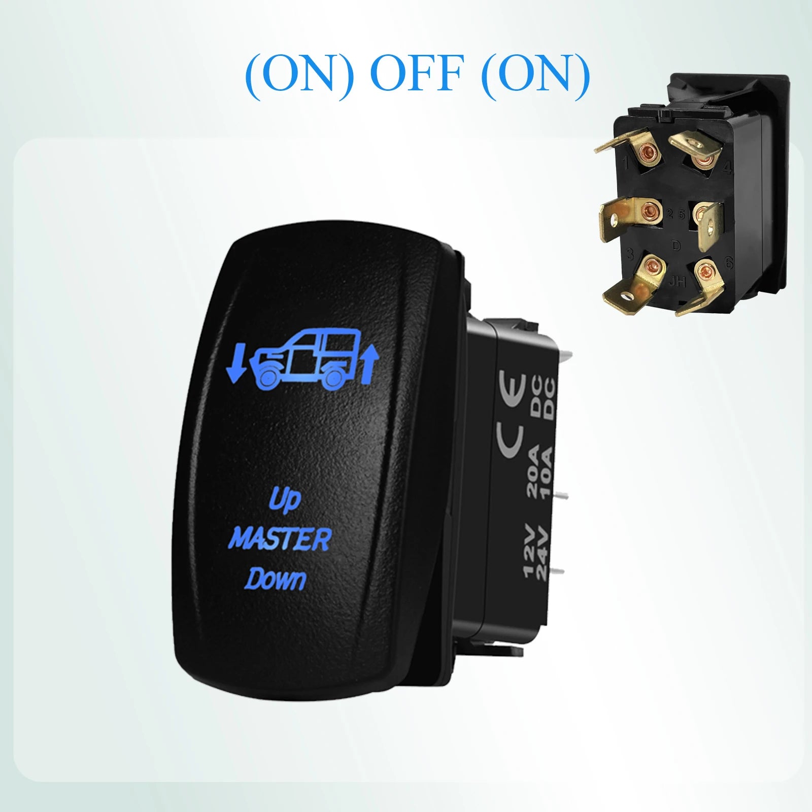 12V Reverse Polarity Rocker Switch DPDT ON-Off-ON 6 Pin Momentary/Latching for Winch Linear Actuator Car Window RV Jack Boat RV