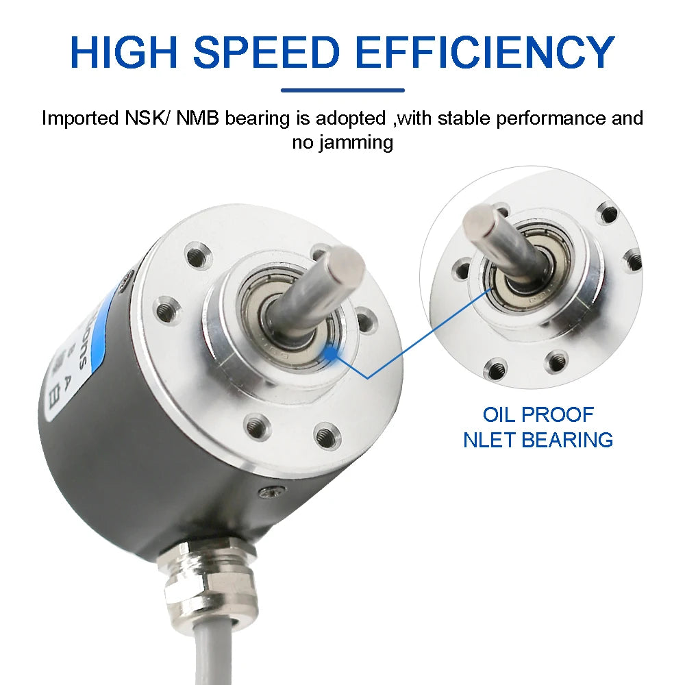 Photoelectric Incremental Rotary Encoder 38S6G5-B-G24N 50/100/200/360/400/500/600PPR AB 2 Phase DC8-24V NPN PNP Optical Encoder