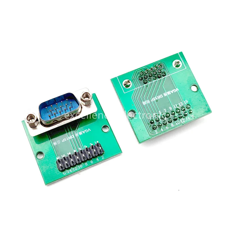 1/2/5pcs Vertical VGA D-sub DR15 Test Board with Screws, DIP 2.54mm Pitch Pin Header PCB Adapter Module, Male/Female Socket