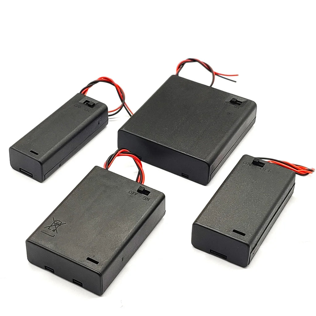 1X 2X 3X 4X AA Power Battery Storage Case Holder Socket DIY UM3 1.5V Dual AA LR6 Container Wt Lead Cables Switch Cover Optional