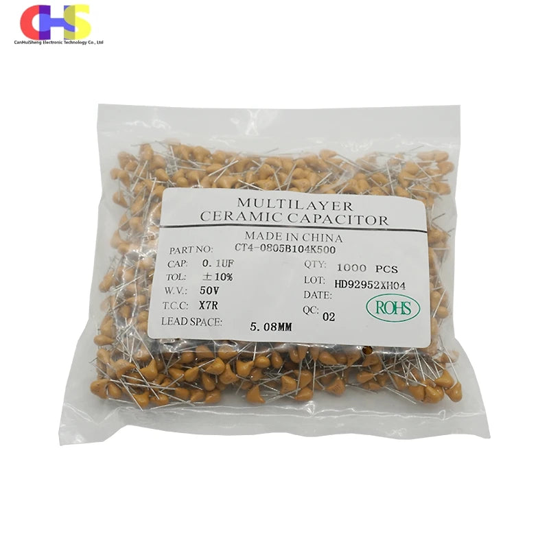 (100-1000PCS) 50V Monolithic Ceramic Capacitor 10PF~10UF 1NF 10NF 22NF 47NF 100NF 0.1UF 330NF 470NF 1UF 103 104 105 106 P=5.08mm