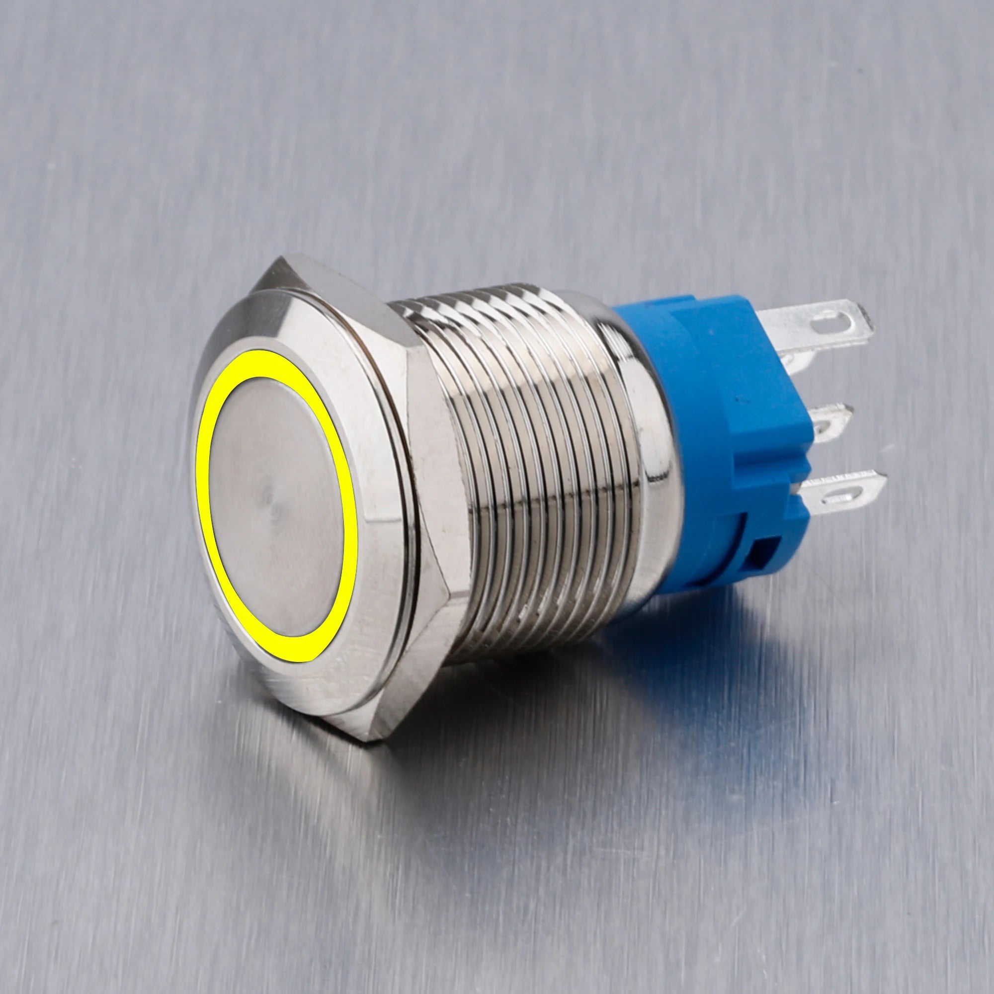 ABILKEEN 16/19/22MM LED Ring Light Metal Push Button Switch 1NO1NC/2NO2NC LED Ring Light Momentary/Latching Push Button Switch