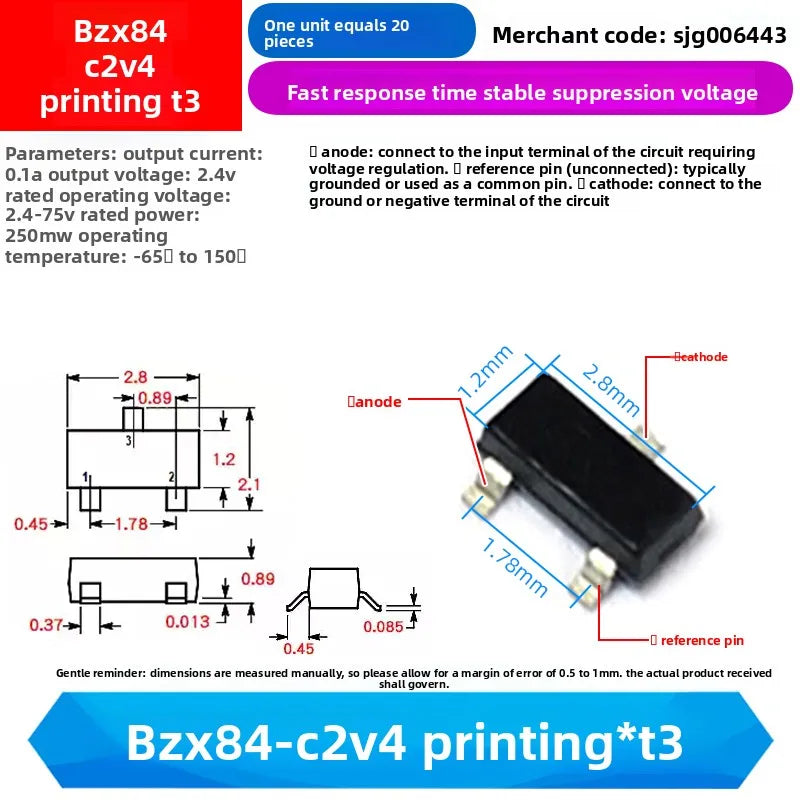NPN PNP Transistor SOT23/S9018/MMBT4403/S9015/FMMT618TA//BZX84-C2V4/2SC1623/BAT54/A1015 Y1 04 J8 2T M6 618 D4 T3 1F A4 L6 JV3 BA