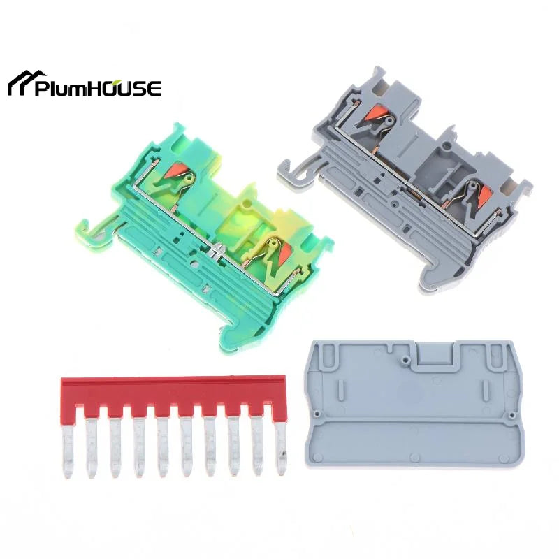 5/10PCS PT2.5 DIN Rail Spring Terminal Block PT2.5-PE Terminal End Cover D-PT2.5 Jumper Bar FBS10-5 Tool-free Wiringee Wiring