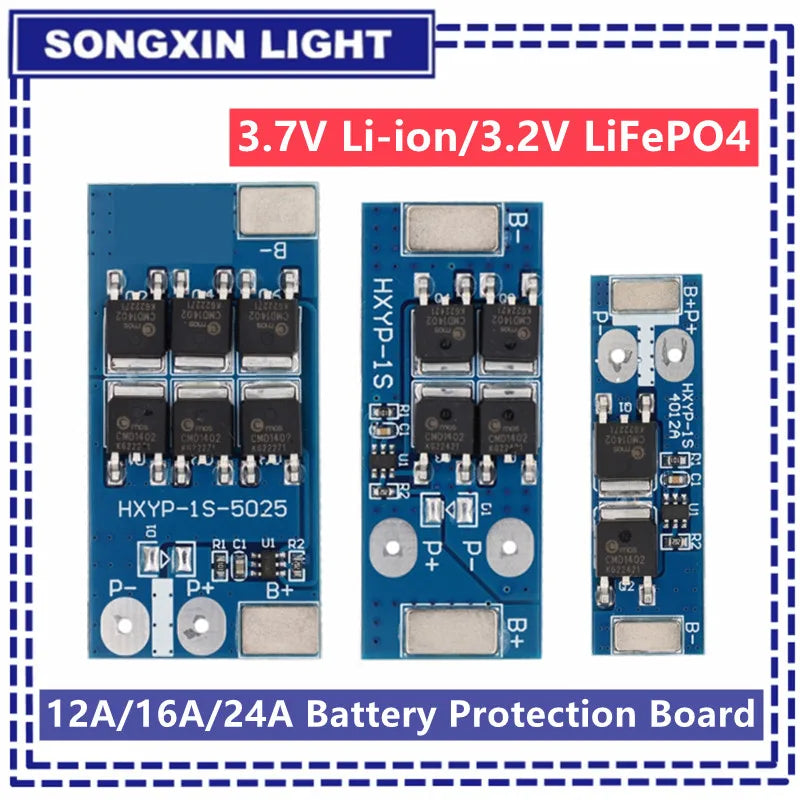 BMS 1S 12A 16A 24A 3.7V LiFePO4 Lithium Battery Protection Board 18650 4.2V Charging Voltage/Short Circuit/Overcharge Prevention